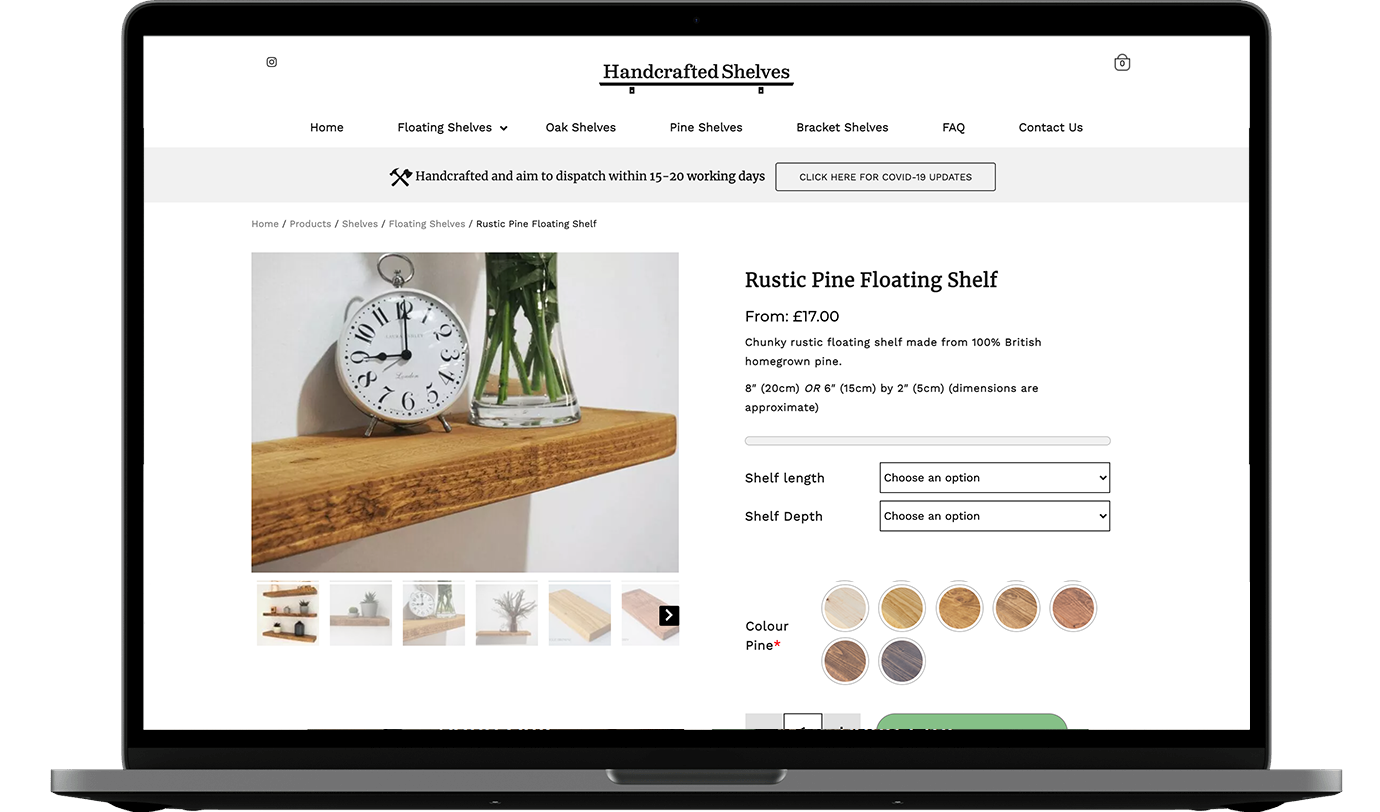 Handcrafted Shelves website